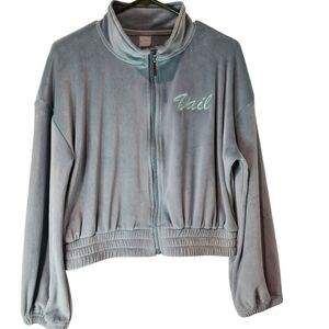 Rag Wear Women's Blue Velour Vail On Left Side Jacket. Sz Small